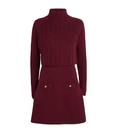 MAJE CABLE-KNIT SWEATER MINI DRESS