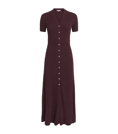 Maje Cable-knit Button Midi Dress In Burgundy