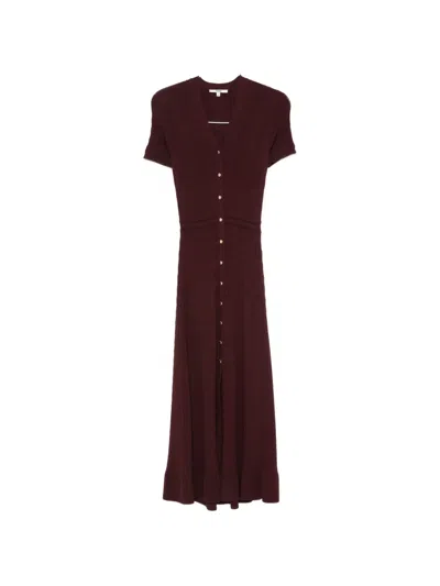 Maje Cable-knit Button-front Maxi Dress In Brown