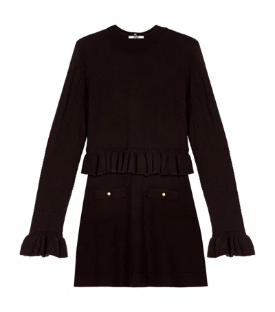 Maje Cable-knit Mini Dress In Brown