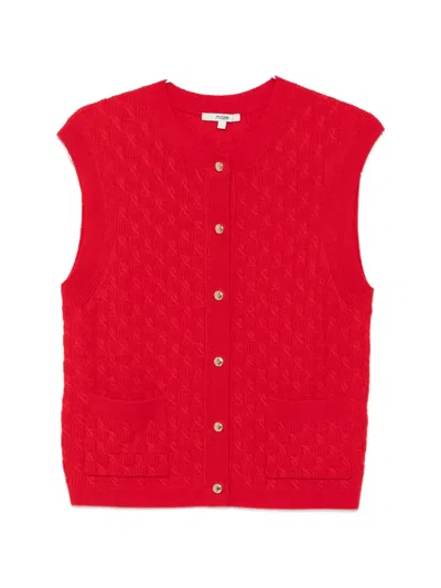 Maje Cable-knit Sleeveless Cardigan In Red