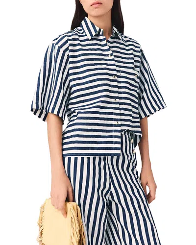 Maje Calais Cropped Stripe Shirt In Multi