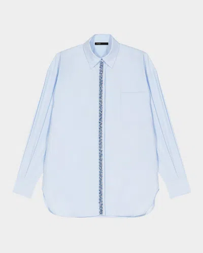 Maje Cameronou Embellished Poplin Shirt In Blue