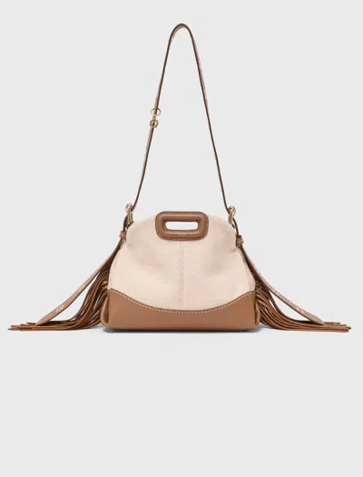 Maje Canvas And Leather Miss M Mini Bag In White