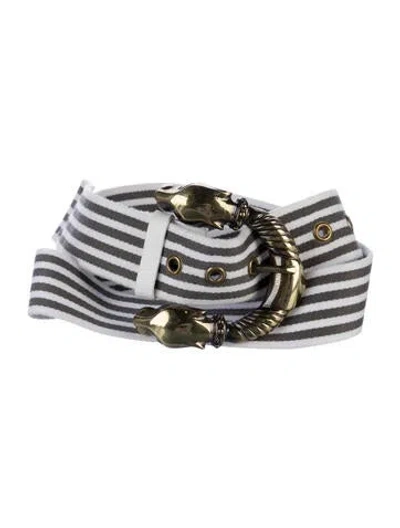 Pre-owned Maje Canvas Belt In White