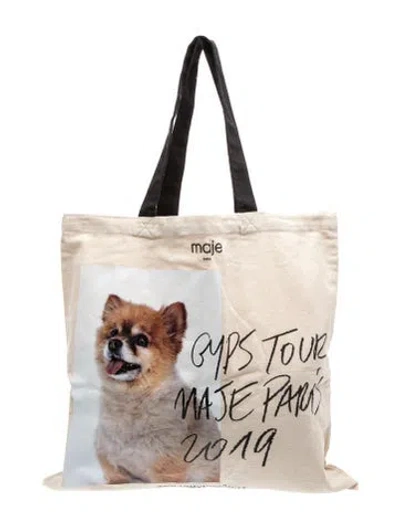 Pre-owned Maje Canvas Tote In Neutral