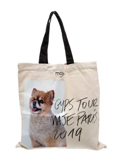 Pre-owned Maje Canvas Tote In Neutral