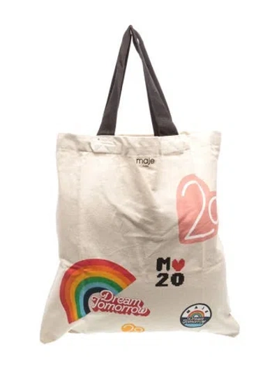 Pre-owned Maje Canvas Tote In Neutral