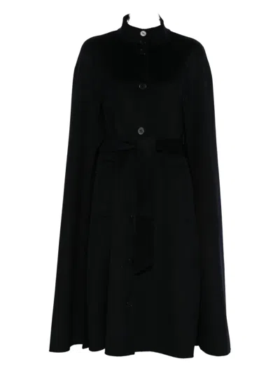 Maje Cape Wool-blend Coat In Blue