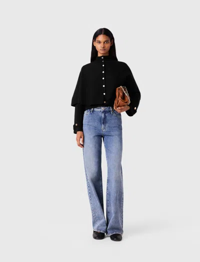 Maje Cape-effect Cardigan In Black