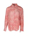Maje Capona Leopard-print Shirt In Orange Viscose In Orange