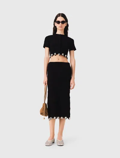Maje Cardigan With Floral Jewel Details In Black