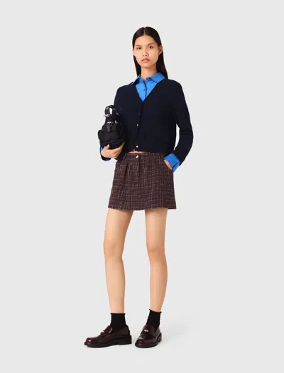 Maje Cardigan With Removable Details In Blue