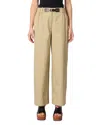 Maje Pillan Wide-leg Gabardine Pants In Khaki