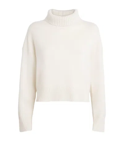 Maje Cashmere-blend Rollneck Sweater In White