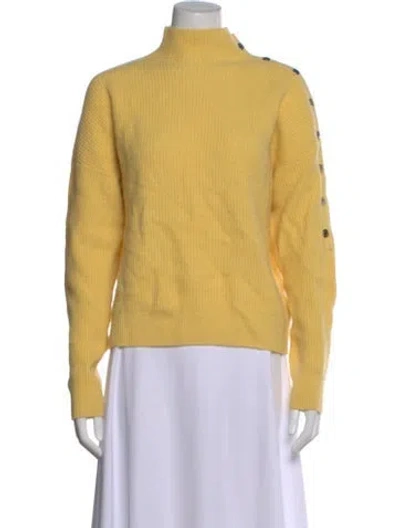 Pre-owned Maje Cashmere Mock Neck Sweater In Yellow