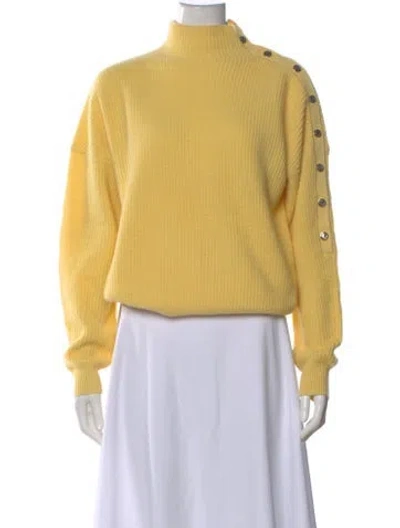 Pre-owned Maje Cashmere Mock Neck Sweater In Yellow