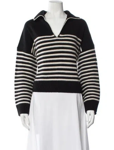 Pre-owned Maje Cashmere Striped Sweater In Black
