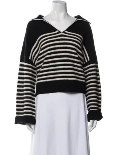 Pre-owned Maje Cashmere Striped Sweater In Black