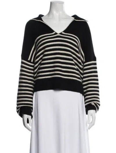 Pre-owned Maje Cashmere Striped Sweater In Black
