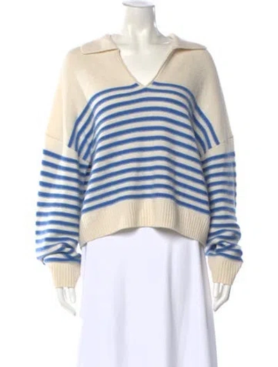 Pre-owned Maje Cashmere Striped Sweater In Blue