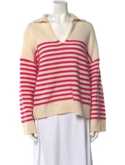 Pre-owned Maje Cashmere Striped Sweater In Pink
