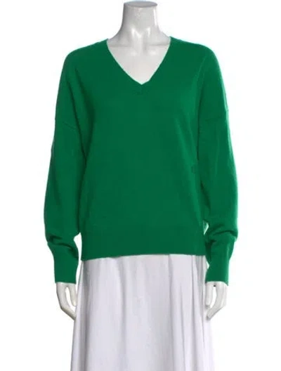 Pre-owned Maje Cashmere V-neck Sweater In Green