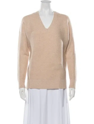 Pre-owned Maje Cashmere V-neck Sweater In Neutrals