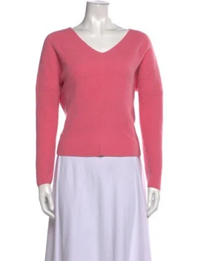Pre-owned Maje Cashmere V-neck Sweater In Pink