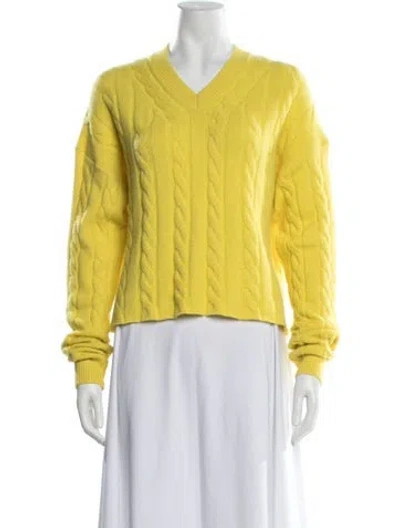 Pre-owned Maje Cashmere V-neck Sweater In Yellow
