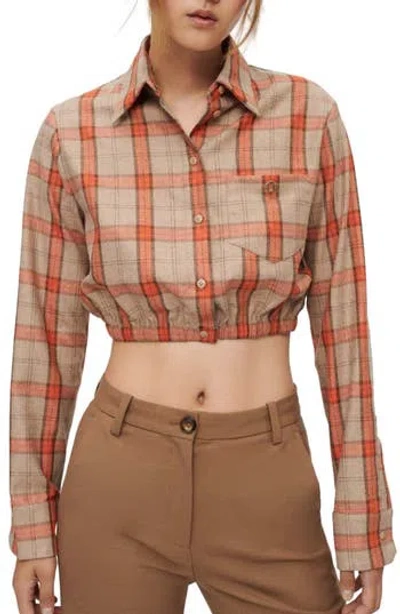 Maje Cavellino Button Front Crop Top In Multi