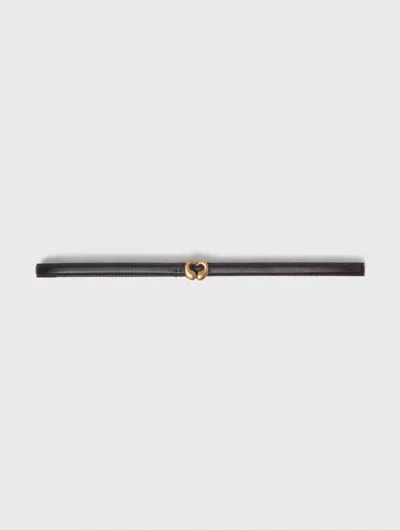 Maje Slim Leather Belt In Black