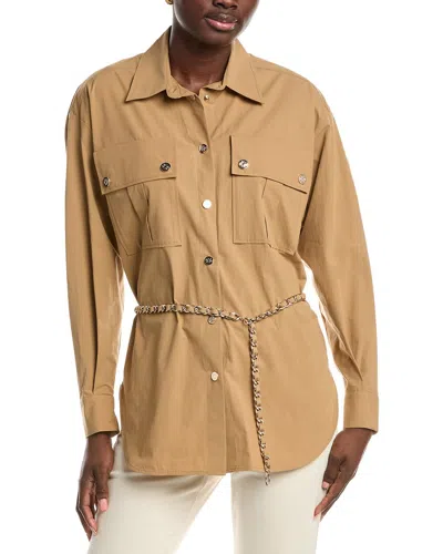 Maje Chain Belt Shirt In Brown