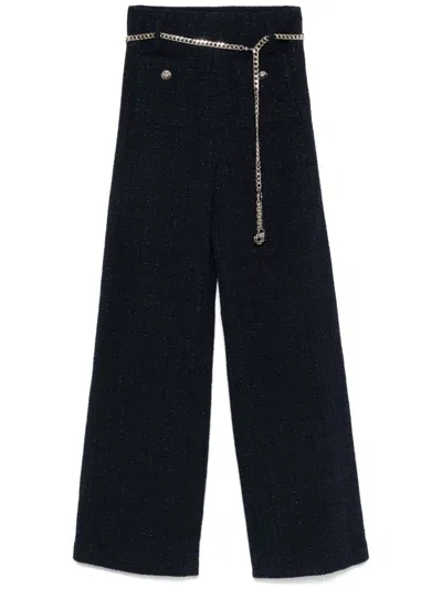 Maje Chain-belt Trousers In Blue