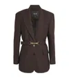 Maje Belted Suit Jacket In Brown
