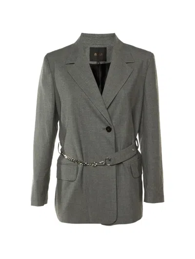 Pre-owned Maje Chain-belt Blazer In Gray