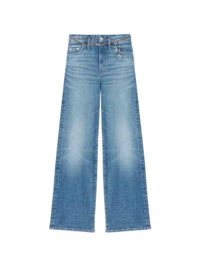 Maje Chain-belt Faded Jeans In Blue