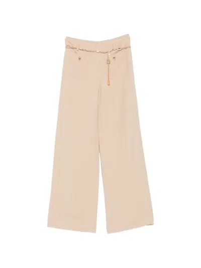 Maje Chain-belt Flared Trousers In Neutral