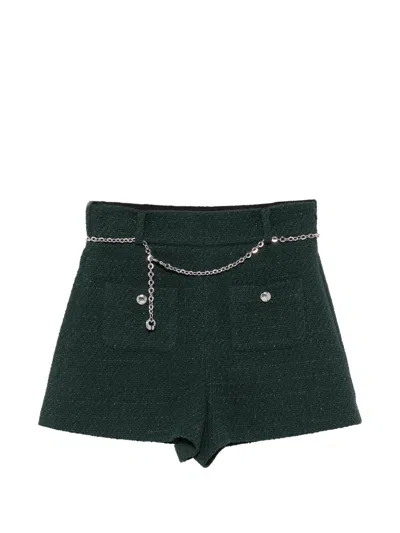 Maje Shorts Mit Kettengürtel In Green