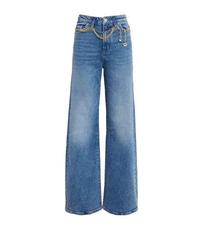 Maje Chain-detail High-rise Wide-leg Jeans In Blue