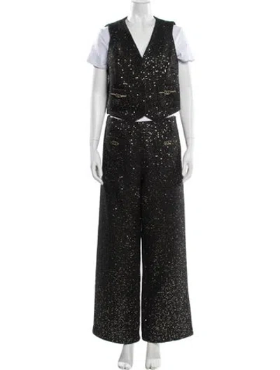 Pre-owned Maje Chain-link Accents Pantsuit In Black
