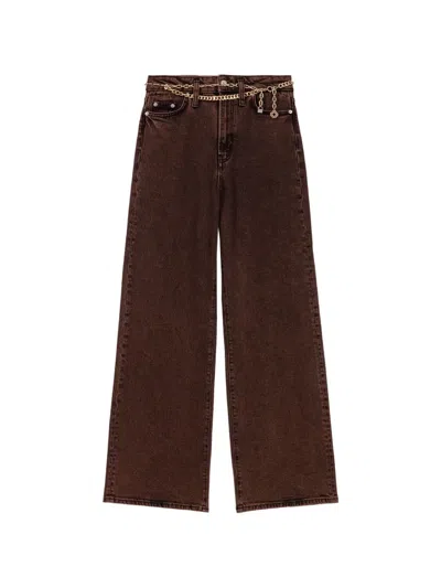 Maje Chain-link Belt Jeans In Brown
