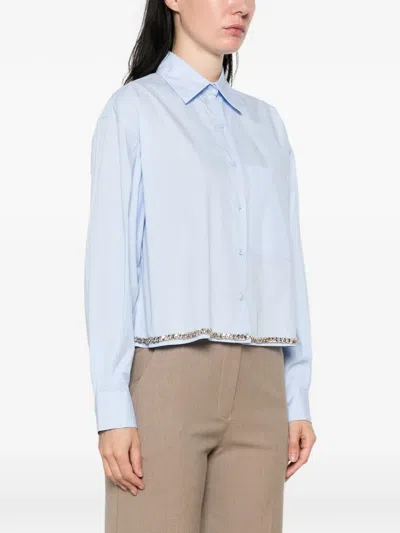 Maje Chain-trimmed Shirt In Blue
