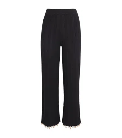 Maje Charm-embellished Knit Trousers In Black