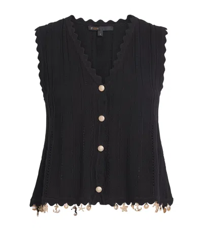 Maje Charm-embellished Sleeveless Cardigan In Black