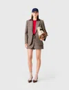 Maje Vapimi Removable Collar Check Jacket In Brown