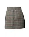 Maje Check Mini Skirt With Black Side Seam Panel In Beige Cotton In Beige