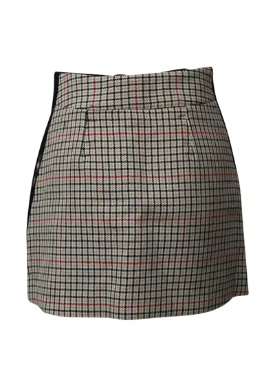 Pre-owned Maje Check-panel Mini Skirt In Neutral