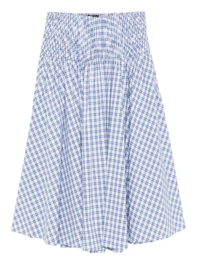 Maje Check-pattern A-line Midi Skirt In Blue