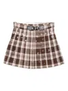 Maje Check-pattern Belted Skirt In Brown